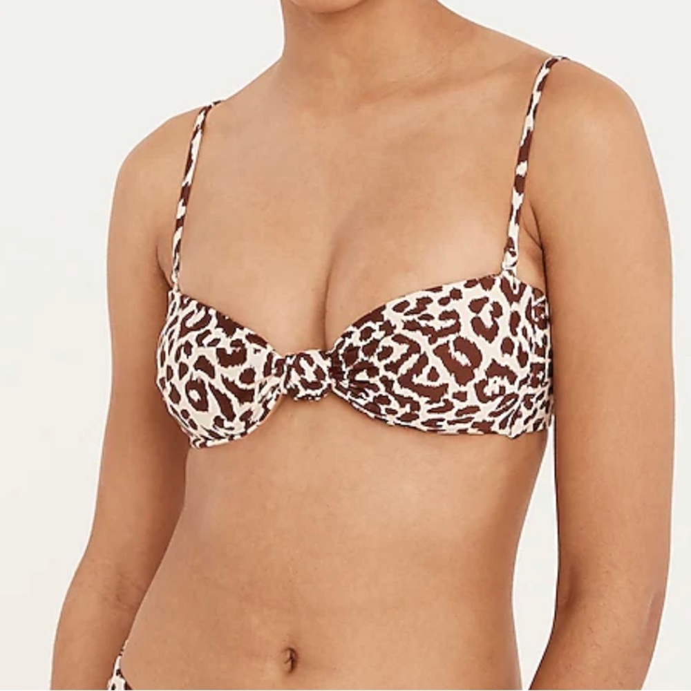 NWT J Crew Knot bandeau bikini top in leopard print